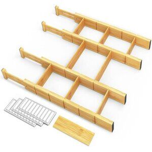 Adjustable Bamboo Drawer Dividers Expandable Kitchen Office Closet Organizer